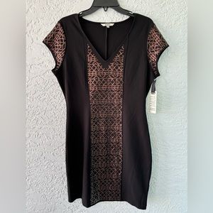 Black dress with rose gold design